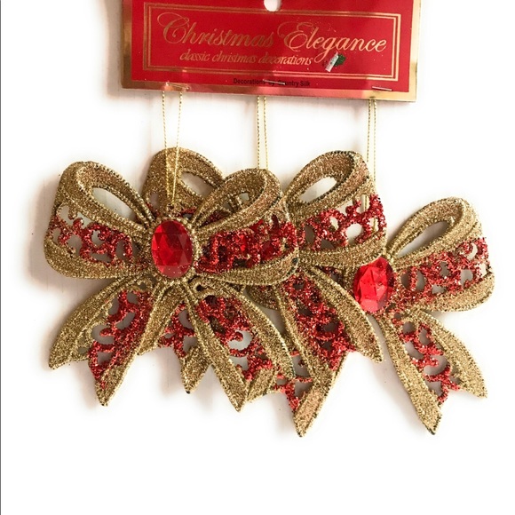 3 Christmas Bow Tree Ornaments Christmas Decoration - NWT Gift 🎁 - Picture 1 of 4
